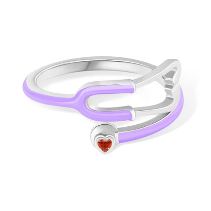 MedHeart™ – Anillo médico con corazón de cristal