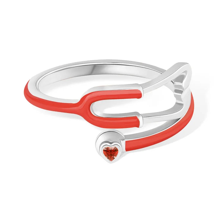 MedHeart™ – Anillo médico con corazón de cristal
