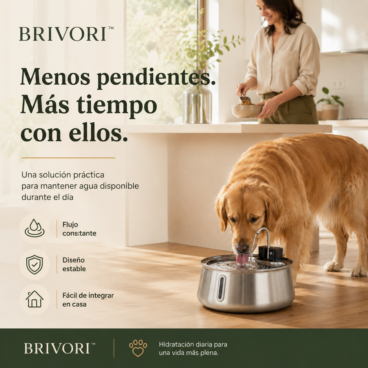 Brivori™ - Fuente de Agua de Acero Inoxidable para Perros