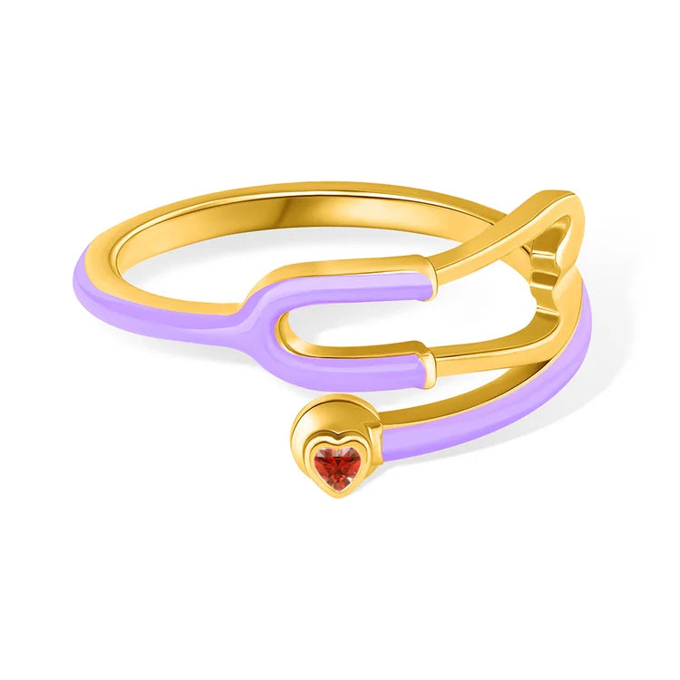 MedHeart™ – Anillo médico con corazón de cristal
