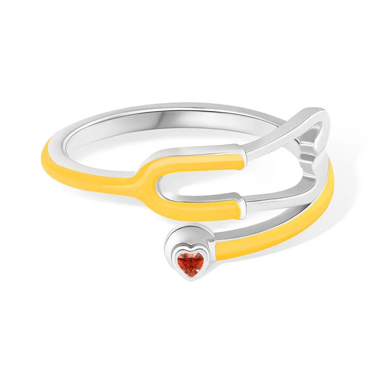 MedHeart™ – Anillo médico con corazón de cristal