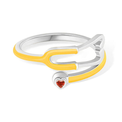 MedHeart™ – Anillo médico con corazón de cristal
