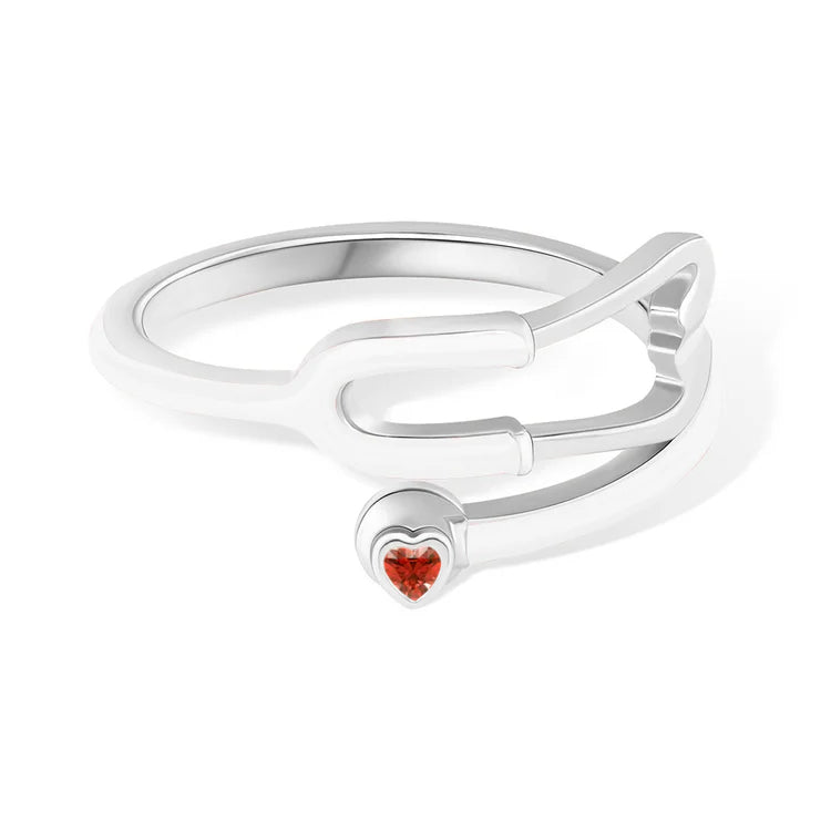 MedHeart™ – Anillo médico con corazón de cristal