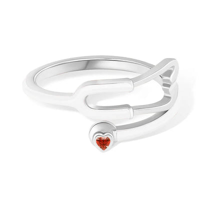 MedHeart™ – Anillo médico con corazón de cristal