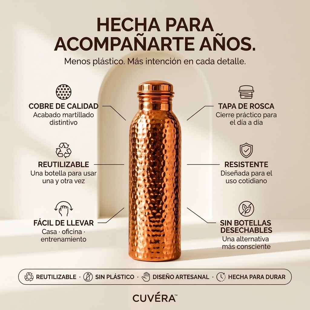 CUVÉRA™ - Botella de agua de cobre puro