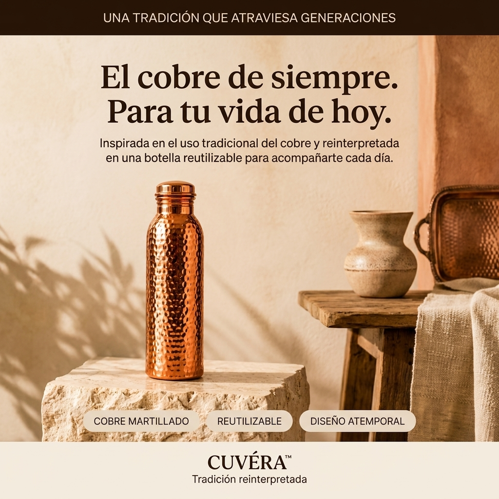 CUVÉRA™ - Botella de agua de cobre puro