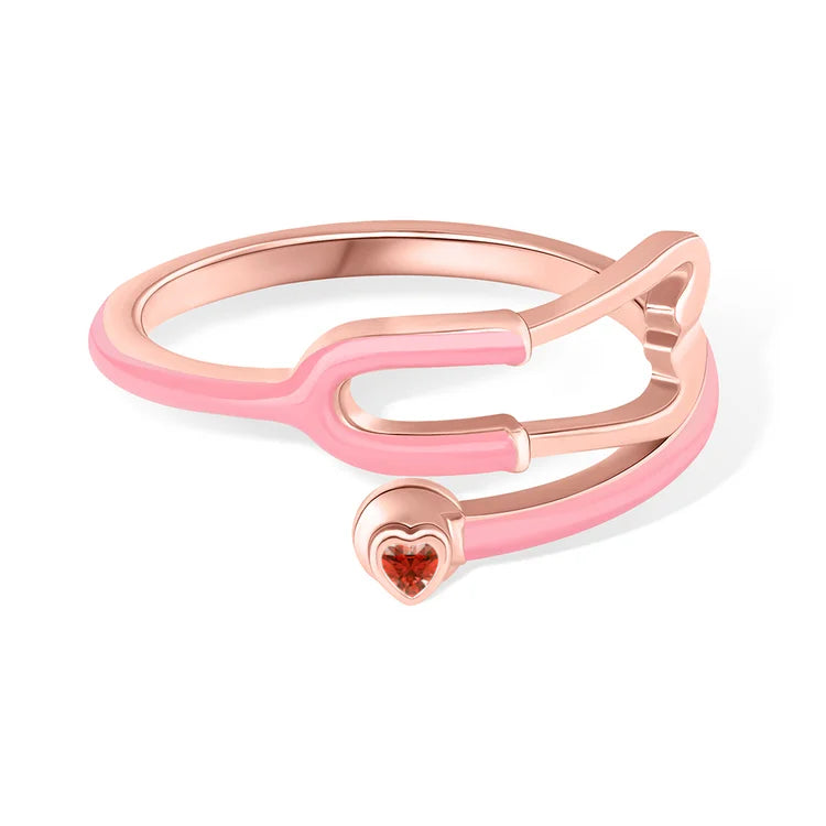 MedHeart™ – Anillo médico con corazón de cristal