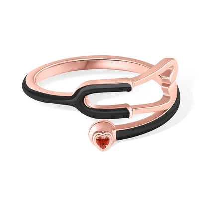 MedHeart™ – Anillo médico con corazón de cristal