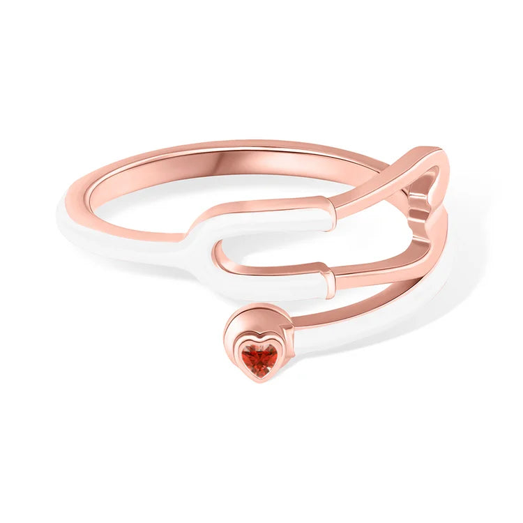 MedHeart™ – Anillo médico con corazón de cristal