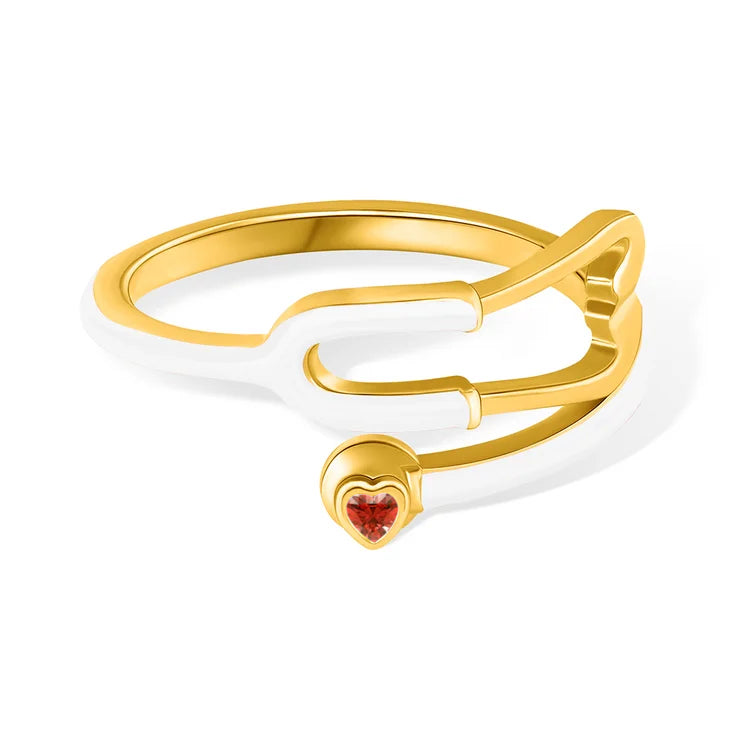 MedHeart™ – Anillo médico con corazón de cristal