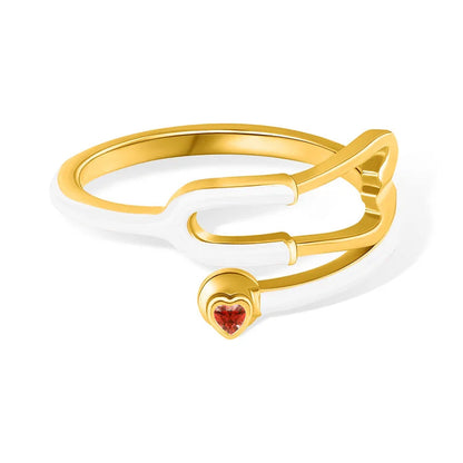 MedHeart™ – Anillo médico con corazón de cristal