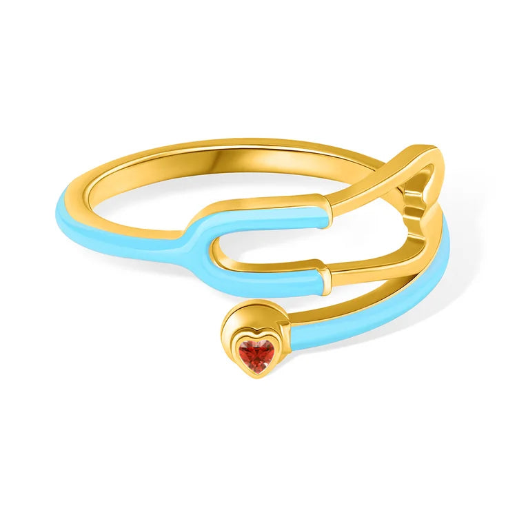 MedHeart™ – Anillo médico con corazón de cristal