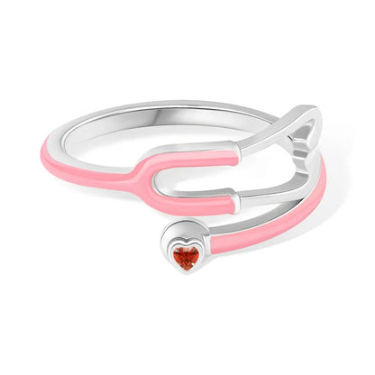 MedHeart™ – Anillo médico con corazón de cristal